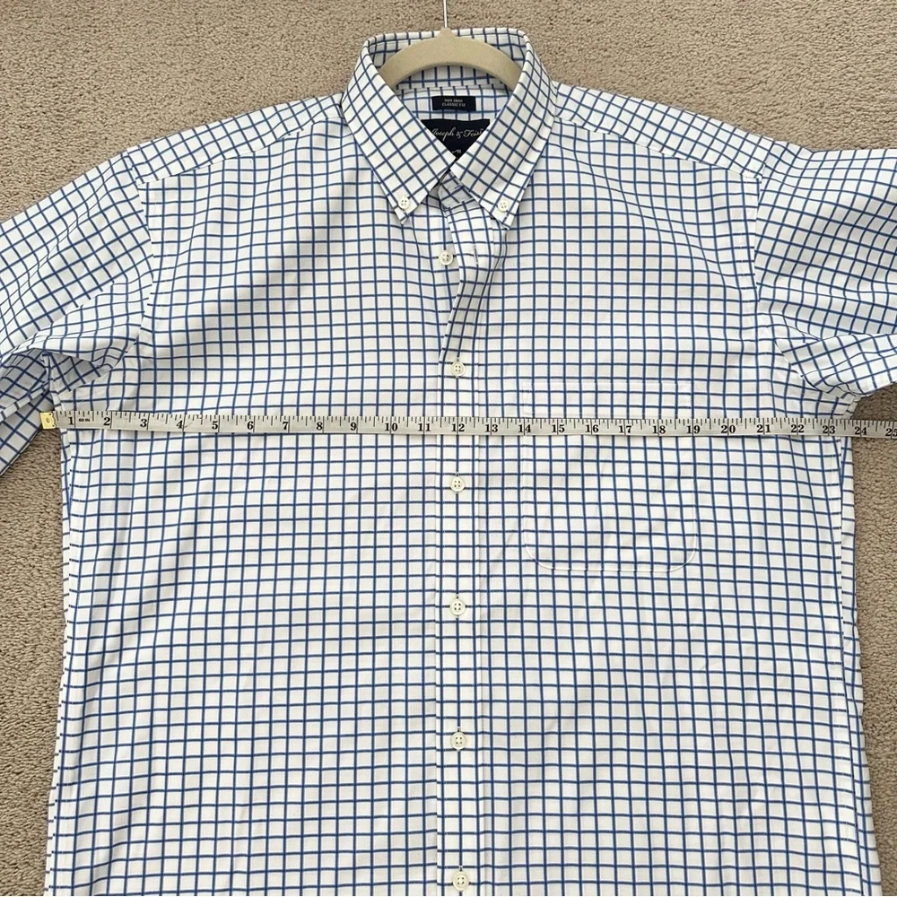 Joseph & Feiss Blue & White Checkered Non Iron Classic Fit Cotton Dress Shirt